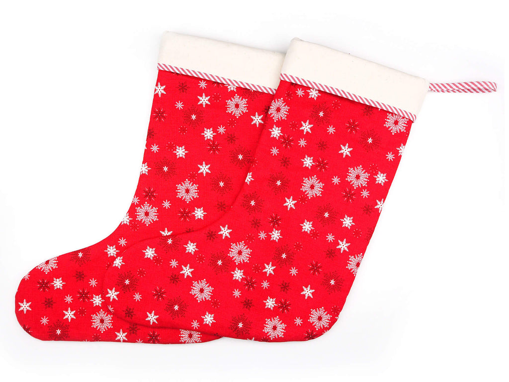 Handmade red Christmas stockings