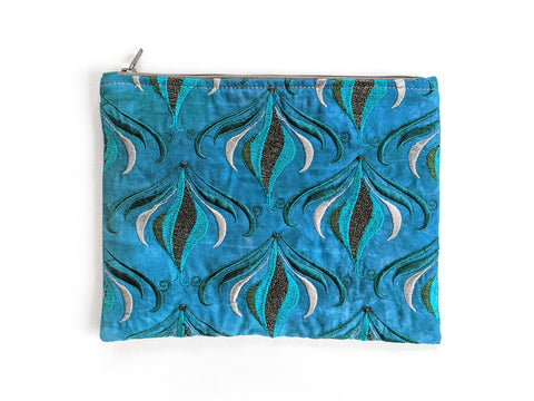 Handmade embroidered turquoise purse