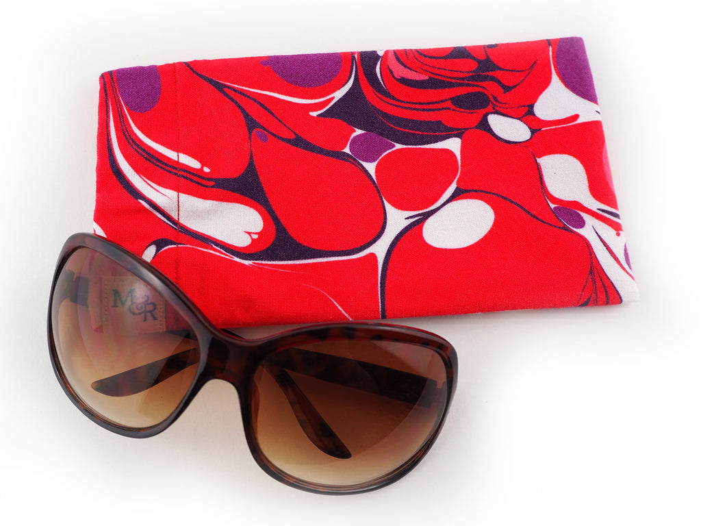 Pink and purple marble print handmade glasses case