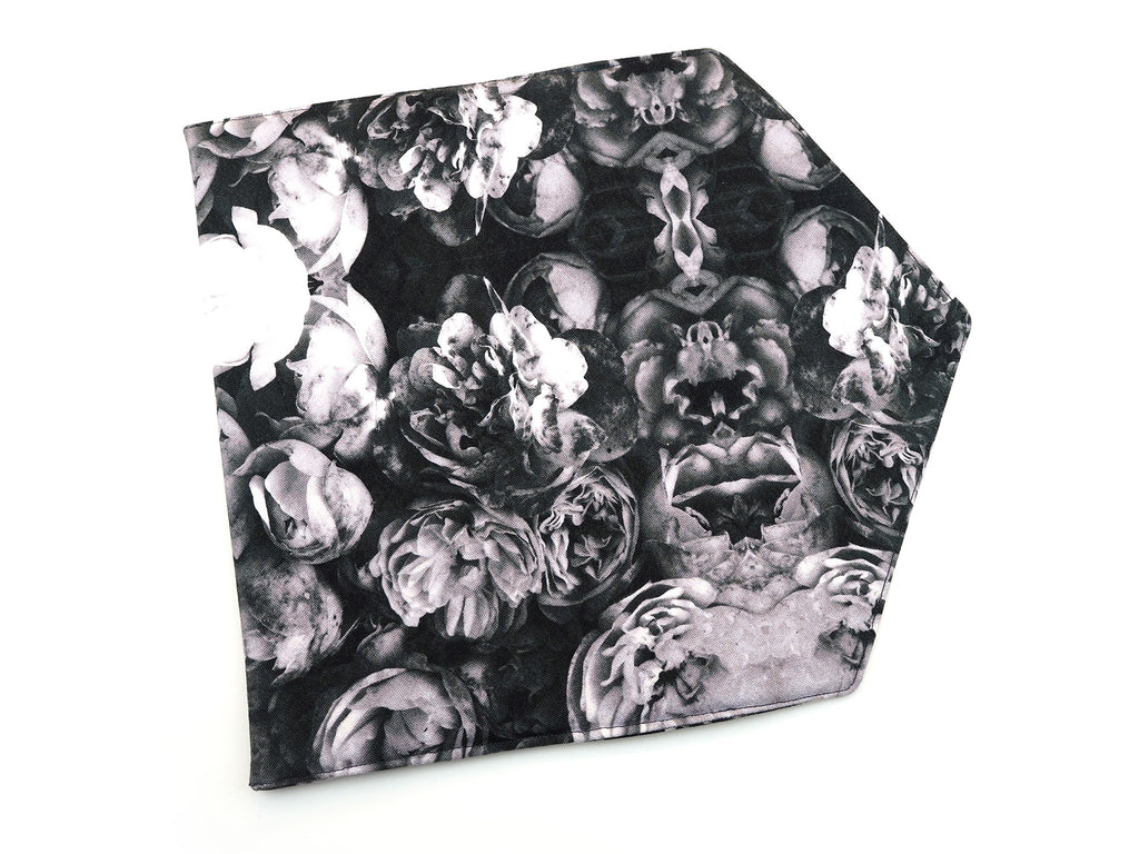 Grey rose print clutch bag