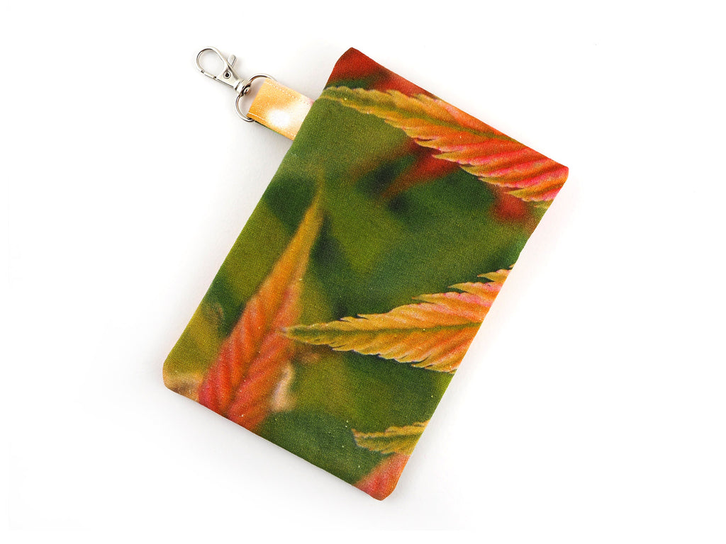 Leaf print handmade zipper pouch