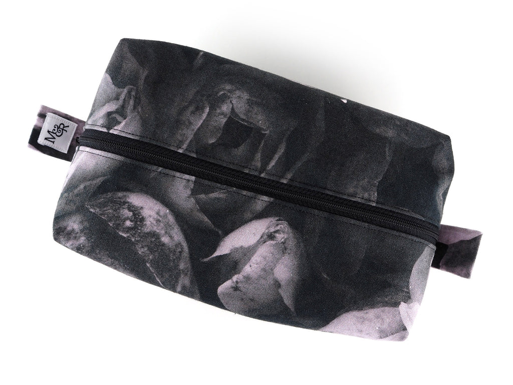 Handmade box bag in rose print fabric