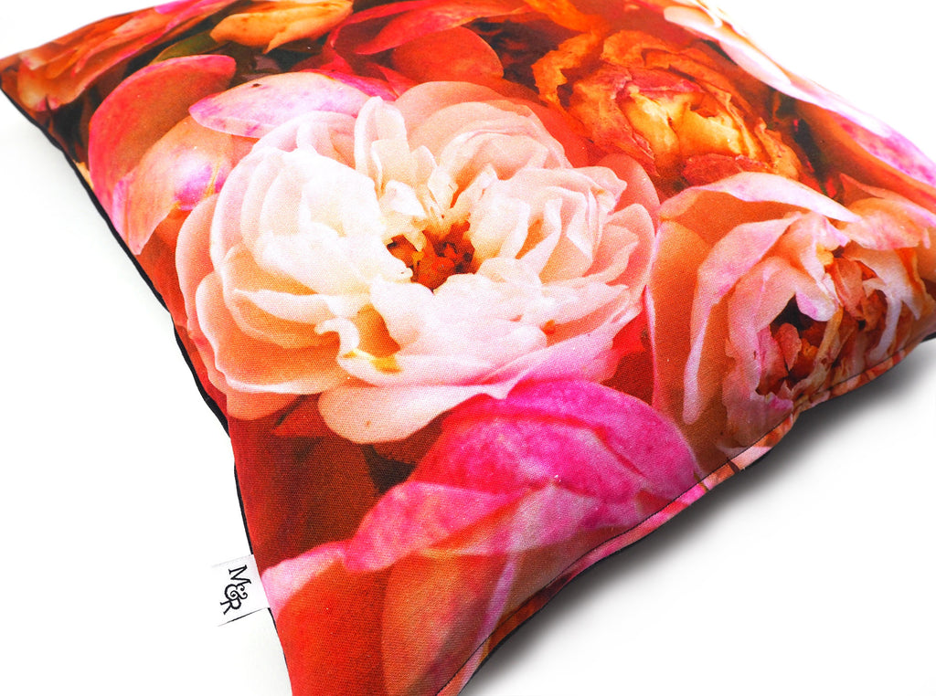 Max & Rosie pink rose print handmade cushion