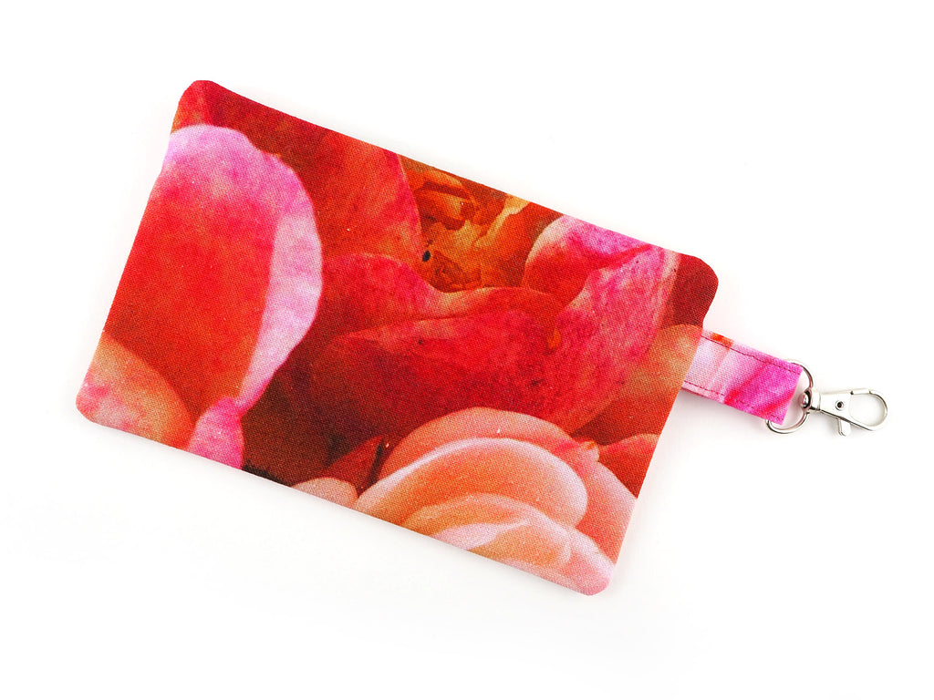 Pink rose print coin purse