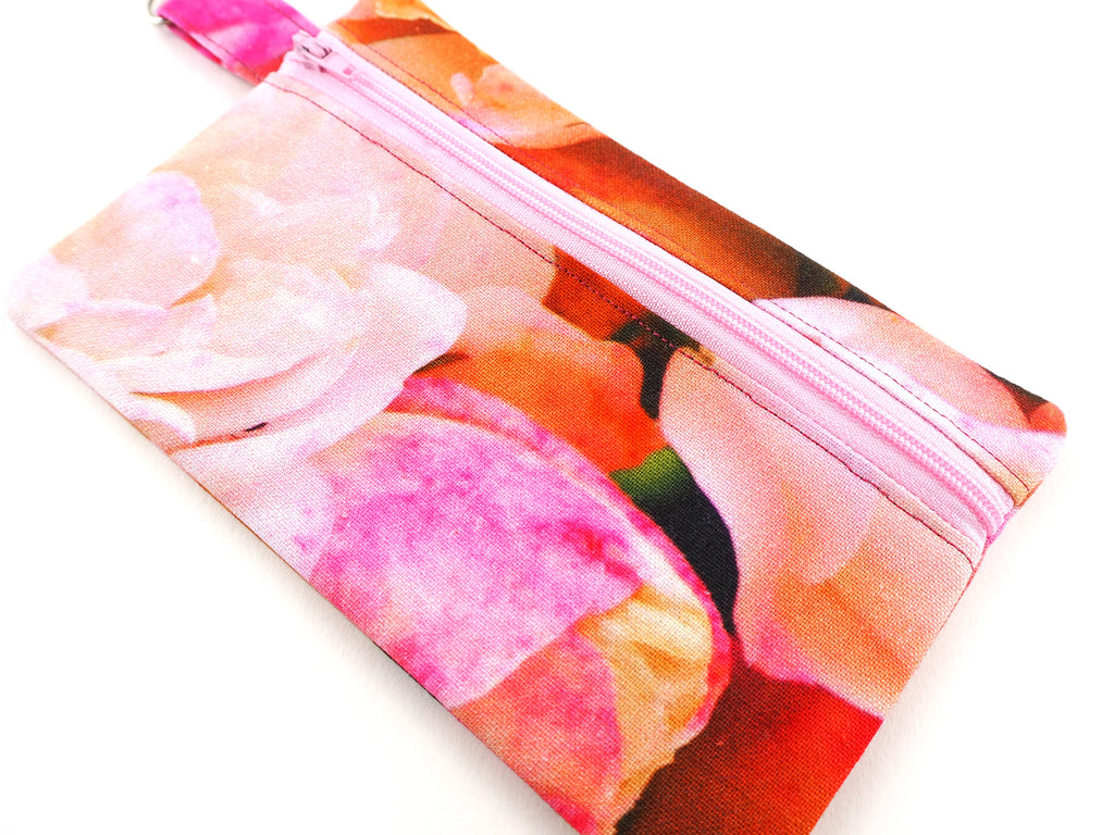 Pink roses handmade money pouch