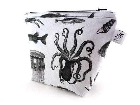 Handmade octopus print bag in white