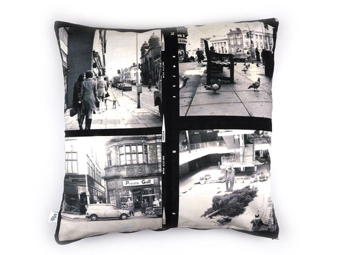 Handmade cushion in vintage 1960s photo print