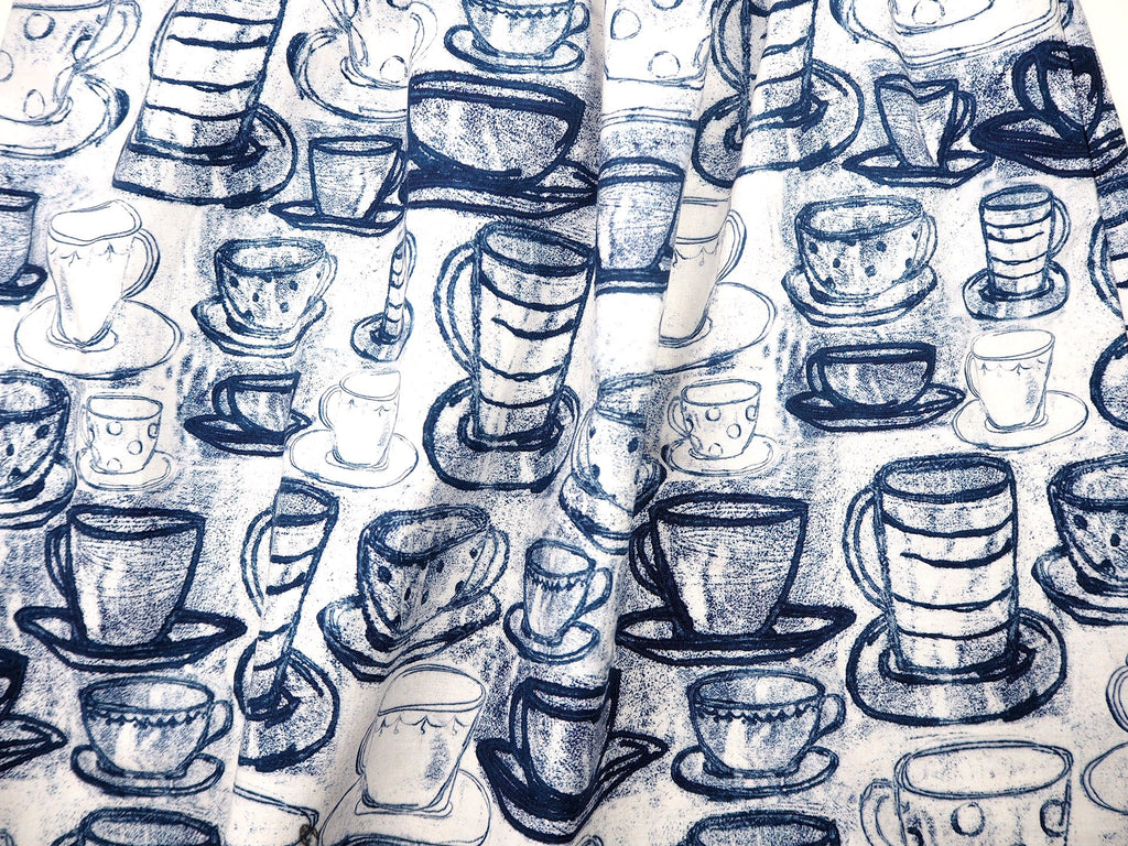 Exclusive Max & Rosie blue and white teacup print fabric