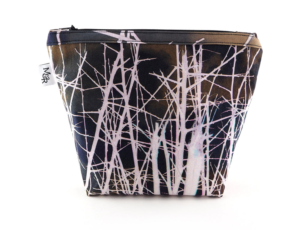 Handmade white thorns print makeup bag