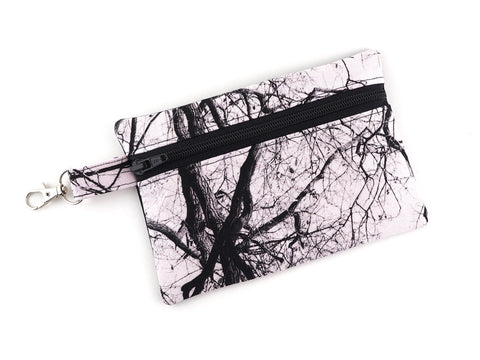 Monochrome tree print travel pouch